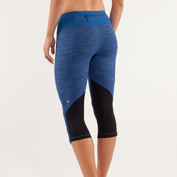 Lululemon Run: For Your Life Crop - 6 Wee Are From Space Limitless Blue Black - Picture 1 of 7